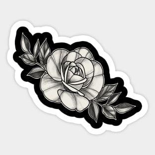 Peony Black and White Flower Sketching Desing Sticker